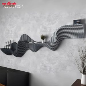 Kệ decor tường bằng gỗ lượn sóng cao cấp GTT04