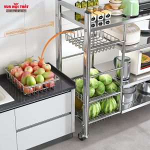 Kệ đựng rau củ nhà bếp bằng inox cao cấp PKB19 có thể tháo rời rổ đựng
