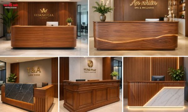 Mẫu Quầy lễ tân gỗ tự nhiên bán chạy giá rẻ tại TPHCM