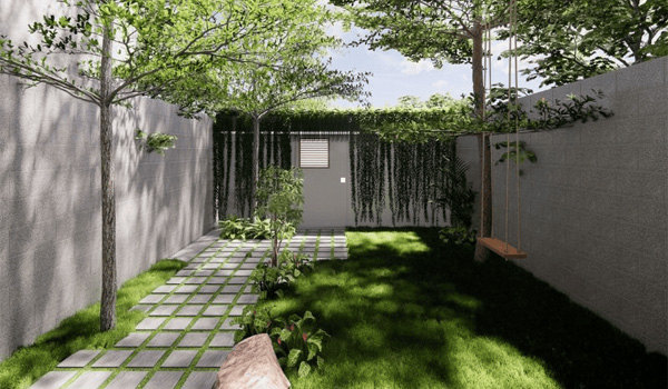 Trồng cây hoặc đặt vật chắn để tạo cảm giác cân bằng & ổn định cho khu vực sân sau