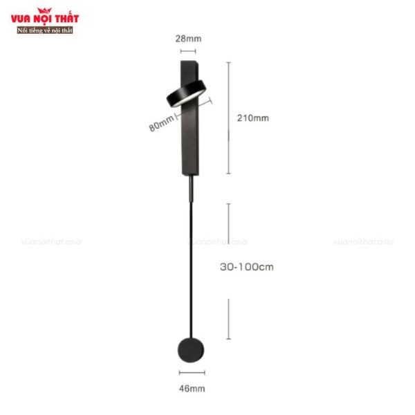 Kích thước đèn decor tường có chức năng điều chỉnh độ sáng DTT94