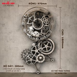 Kích thước đồng hồ trang trí tường phong cách Retro độc đáo DH18