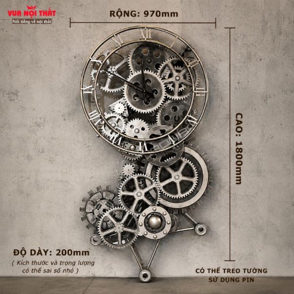 Kích thước đồng hồ trang trí tường phong cách Retro độc đáo DH18
