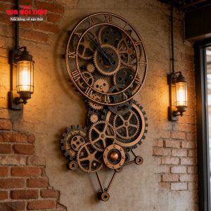 Đồng hồ trang trí hình bánh răng phong cách Retro DH18