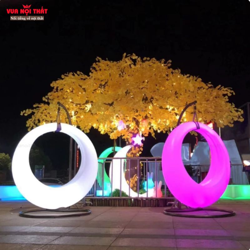 Ghế xích đu đèn LED nhiều màu BGNT13 có 3 kích thước 100cm, 130cm và 150cm