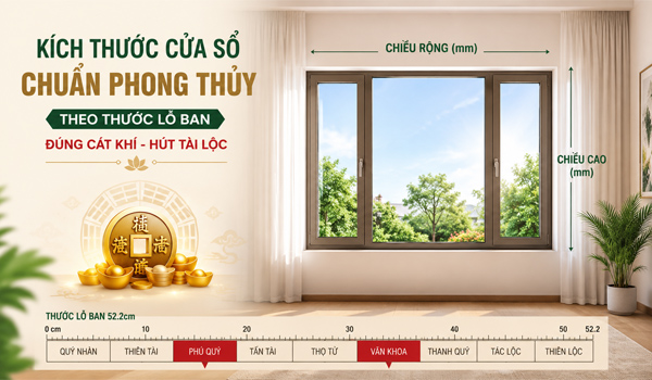 Kích thước cửa sổ chuẩn phong thủy theo thước Lỗ Ban
