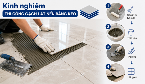 Kinh nghiệm thi công gạch lát nền bằng keo