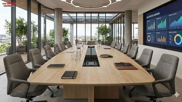 Bàn họp gỗ công nghiệp cho văn phòng dễ dàng kết hợp với nhiều phong cách nội thất