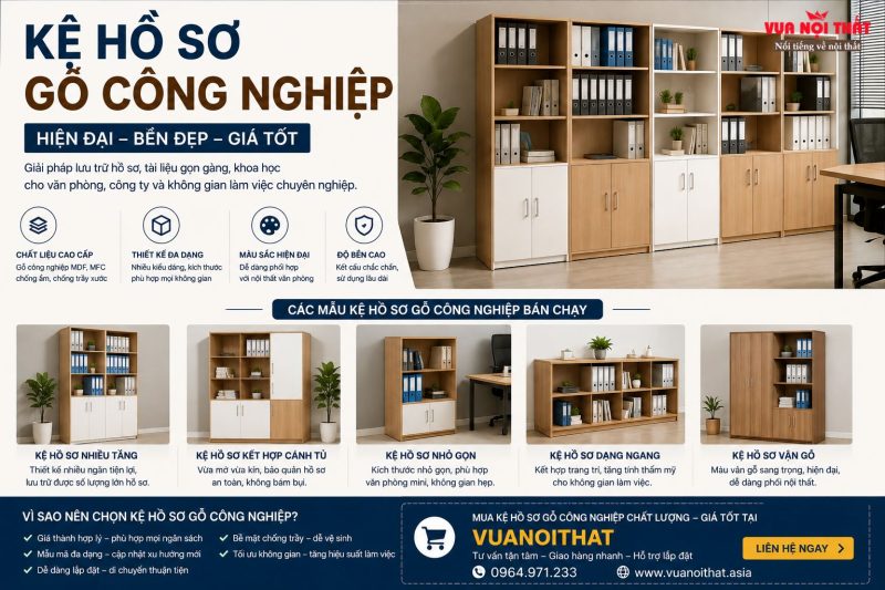Mẫu Kệ hồ sơ gỗ công nghiệp bán chạy giá rẻ tại TPHCM