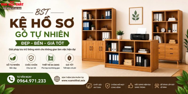 Mẫu Kệ hồ sơ gỗ tự nhiên bán chạy giá rẻ tại TPHCM