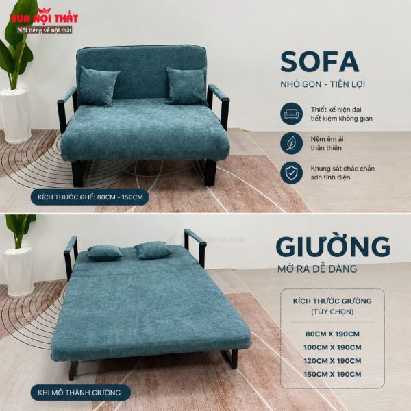Sofa giường giá rẻ SB01 có đa dạng kích thước từ 80cm đến 150cm