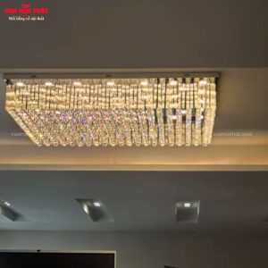 Đèn mâm pha lê vuông nhập khẩu cao cấp DTT95 tạo điểm nhấn ấn tượng cho không gian