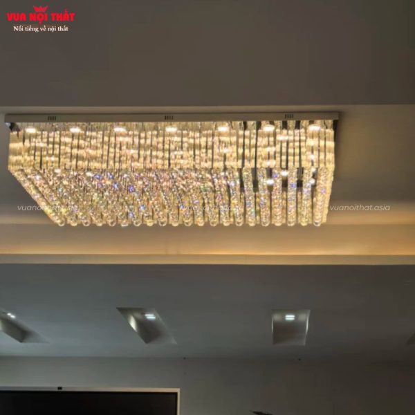 Đèn mâm pha lê vuông nhập khẩu cao cấp DTT95 tạo điểm nhấn ấn tượng cho không gian