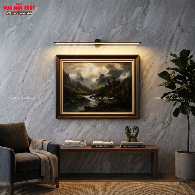 Đèn soi tranh treo tường nhập khẩu chất lượng DTT100 phù hợp decor mọi không gian