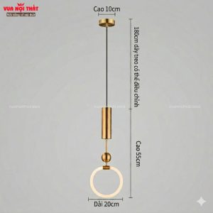 Đèn thả phòng ngủ cao cấp DTT98 có kích thước dây treo 180cm có thể tùy chỉnh khi lắp