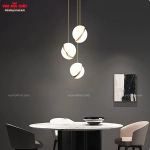 Đèn thả decor quả cầu thủy tinh DTT101 làm từ sắt rèn và acrylic