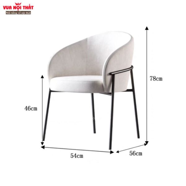 Kích thước của ghế ăn, ghế thư giãn chân thép bọc nệm cao cấp GA19