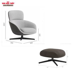Kích thước của ghế bành thư giãn hiện đại kèm đôn gác chân sang trọng GL79