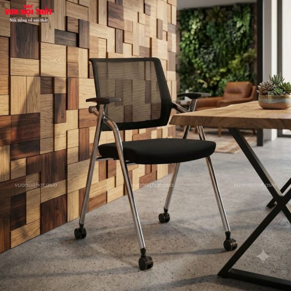 Ghế họp văn phòng lưng lưới có bánh xe GVP10 bọc xốp êm ái, thoáng khí