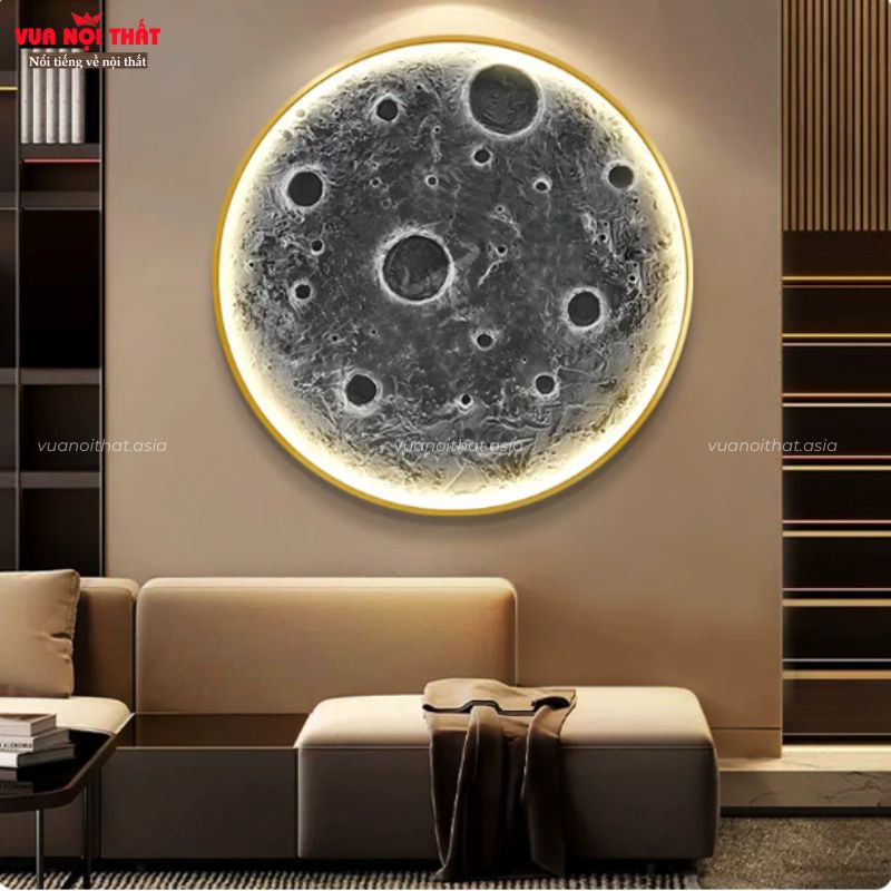 Tranh đèn LED mặt trăng sáng bóng với khung tranh làm từ hợp kim nhôm chắc chắn