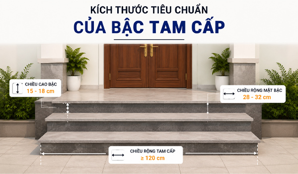 Kích thước tiêu chuẩn của bậc tam cấp hiện nay