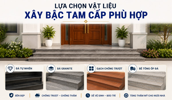 Lựa chọn vật liệu xây bậc tam cấp phù hợp