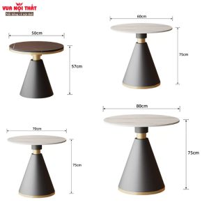 Bàn sofa góc mặt đá tròn BSF119 có đa dạng kích thước
