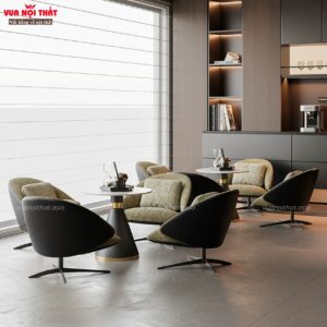 Bàn sofa góc mặt đá tròn nhập khẩu BSF119 kết hợp hài hòa giữa mặt đá và chân sắt
