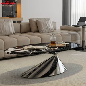 Bàn sofa bầu dục hiện đại chân inox cao cấp BSF120