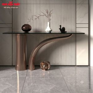 Bàn tiền sảnh mặt kính chân gỗ BTS23