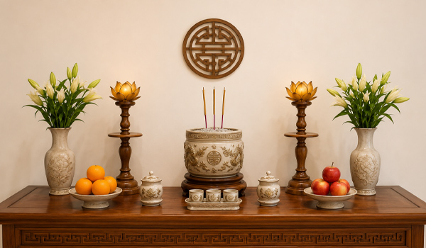Cách đặt bát hương trên bàn thờ đúng phong thủy