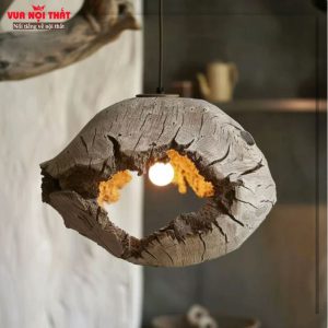 Đèn thả bằng gỗ phong cách Wabi-Sabi DTT105