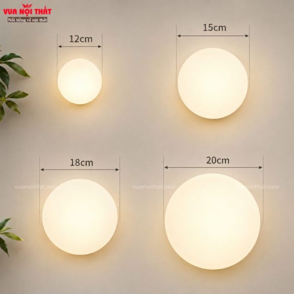 Đèn decor tường bằng thủy tinh nhập khẩu DTT107 có nhiều kích thước đường kính