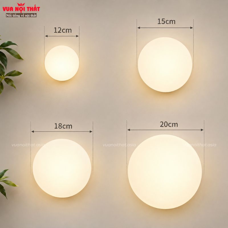 Đèn decor tường bằng thủy tinh nhập khẩu DTT107 có nhiều kích thước đường kính