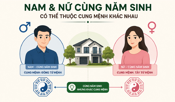 Nam & Nữ cùng năm sinh có thể thuộc cung mệnh khác nhau