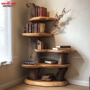 Kệ cây decor góc TK18 được làm từ gỗ long não cứng chắc, chịu lực tốt