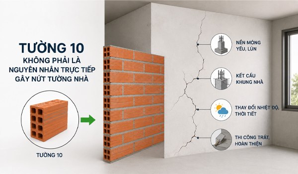 Tường 10 không phải là nguyên nhân trực tiếp gây nứt