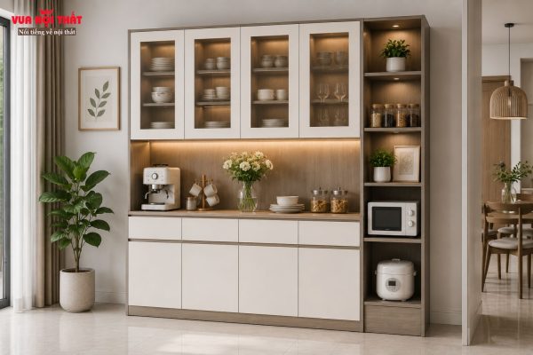 Tủ đựng chén bát gỗ công nghiệp bảo quản chén đĩa khỏi côn trùng, bụi bẩn