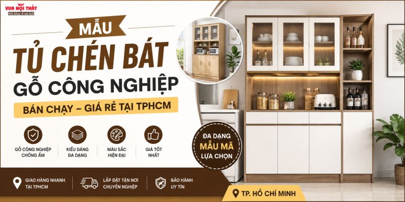 Mẫu Tủ chén bát gỗ công nghiệp bán chạy giá rẻ tại TPHCM