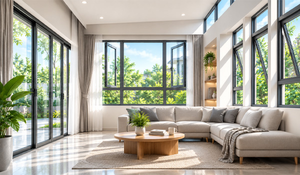 Cửa sổ được bố trí cân đối có thể giúp ngôi nhà đón ánh sáng, hạn chế cảm giác bí bách