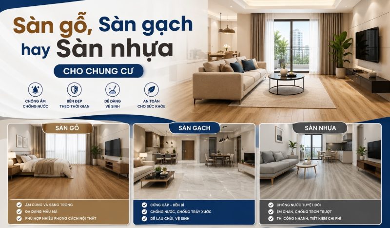 Sàn gỗ, sàn gạch hay sàn nhựa?