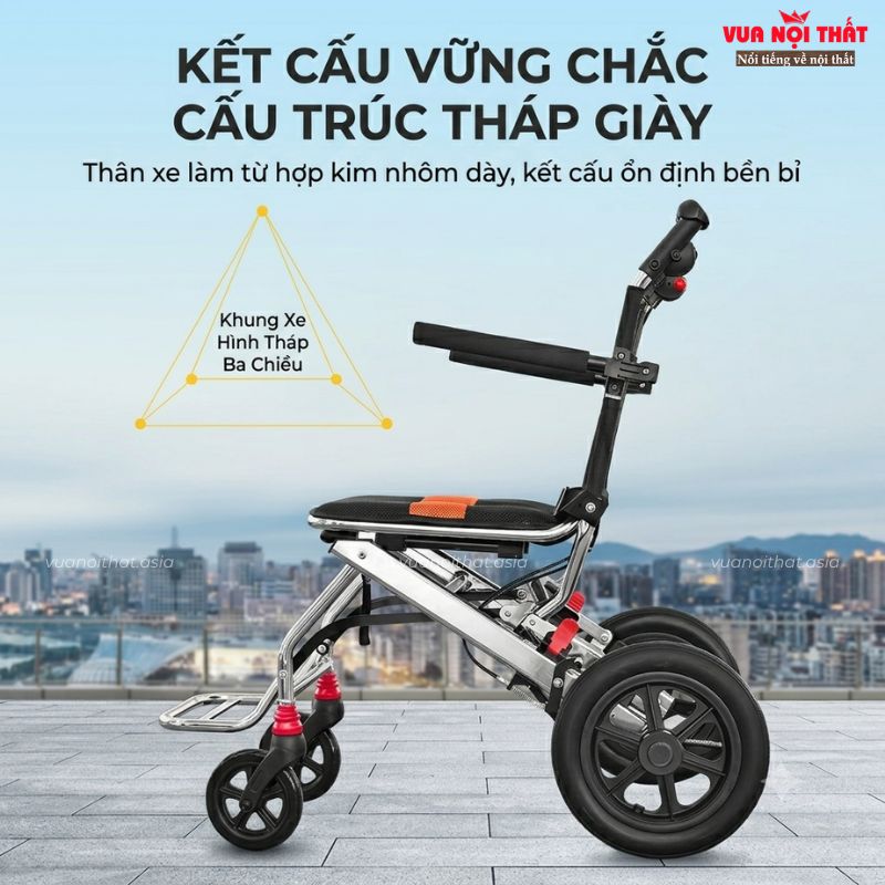 Khung hợp kim nhôm nhẹ, chắc chắn, khả năng chịu tải lên đến 100kg