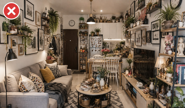 Các vật dụng nhỏ nếu xuất hiện với số lượng lớn vẫn có thể tạo cảm giác bừa bộn