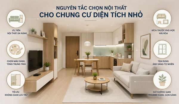 6 nguyên tắc vàng chọn nội thất cho chung cư diện tích nhỏ