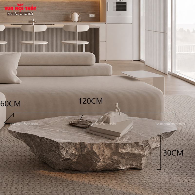 Bàn cafe bằng đá travertine hiện đại BSF126 có 2 kích thước 100cm và 120cm