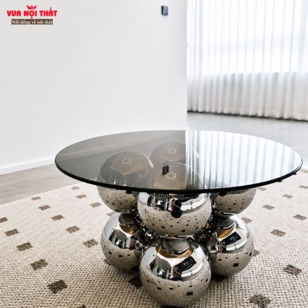 Bàn sofa mặt kính chân inox hiện đại BSF124 tạo điểm nhấn cho không gian