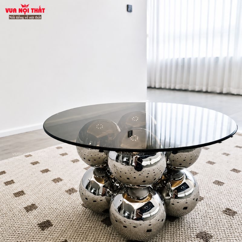 Bàn sofa mặt kính chân inox hiện đại BSF124 tạo điểm nhấn cho không gian