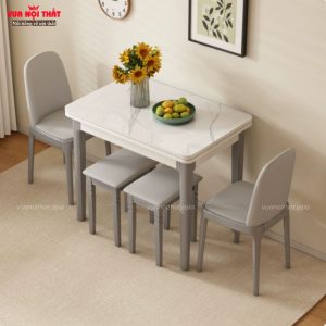 Bộ bàn ăn gấp gọn 4 ghế hiện đại BA55 tiết kiệm diện tích không gian