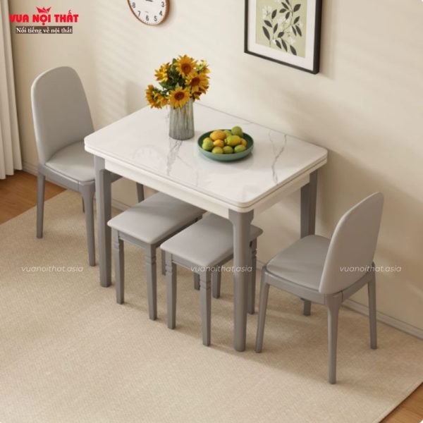 Bộ bàn ăn gấp gọn 4 ghế hiện đại BA55 tiết kiệm diện tích không gian