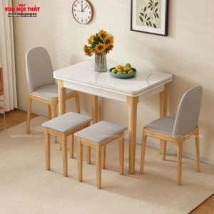 Bộ bàn ghế ăn mở rộng hiện đại BA55 được làm từ gỗ cao su cao cấp